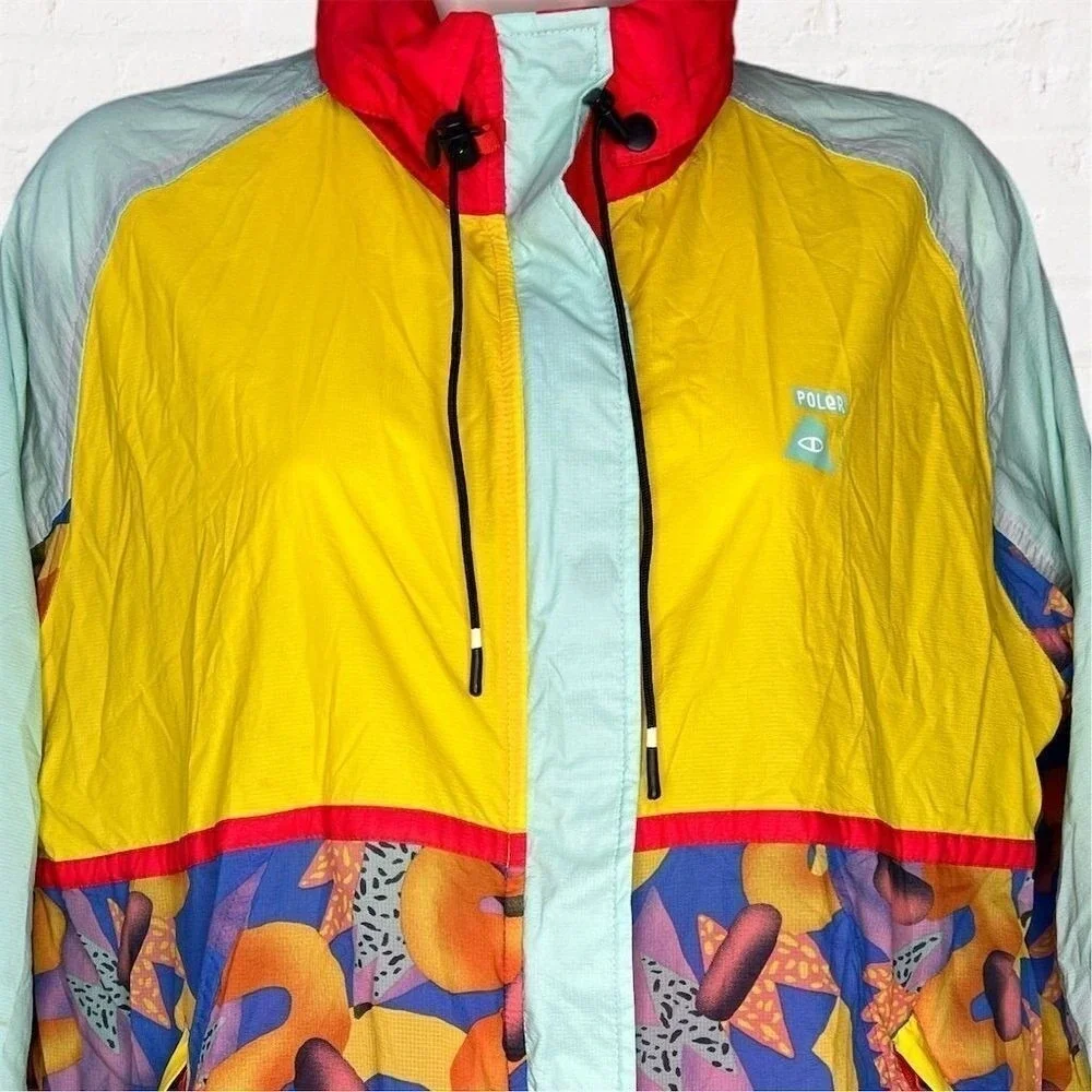 Poler‎ Womens L Colorblock 90s Style Vented Windbreaker Jacket Retro Streetwear